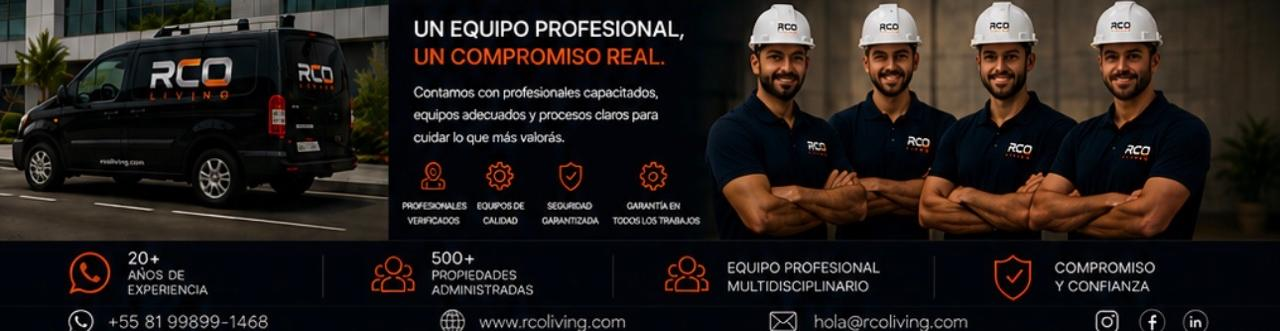Equipo profesional y vehículo de RCO Living